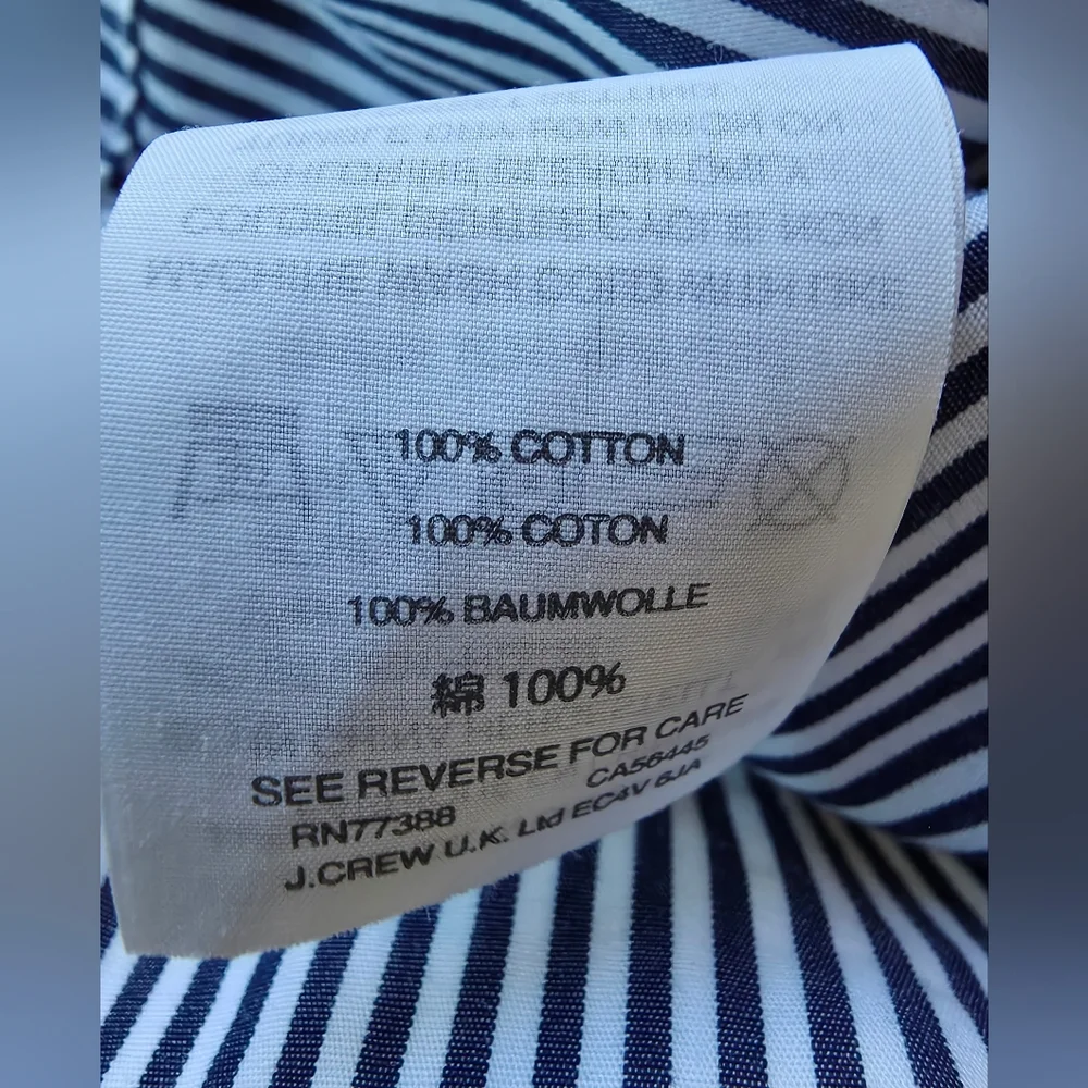 J Crew One Shoulder Ruffle Navy and White Striped Blouse Women's size 2